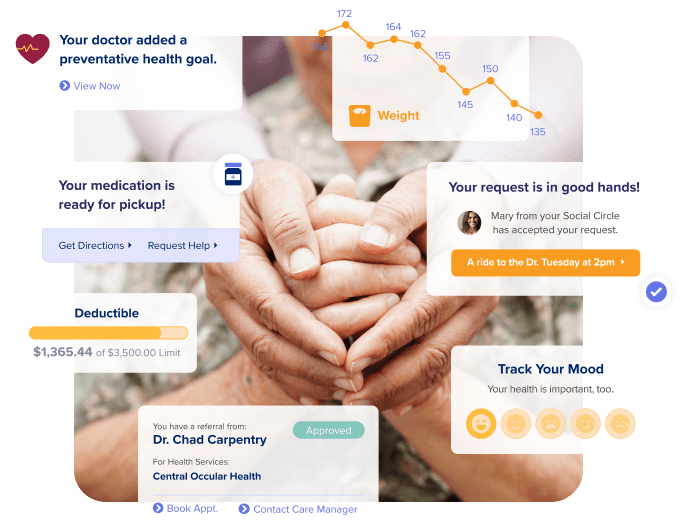 Patient profile screen in the mobile app